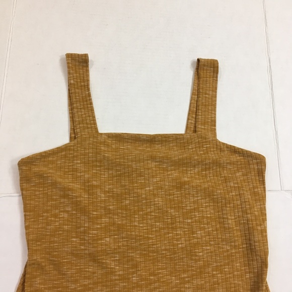 Bobeau Ribbed Marl Square Neck Tank Top in Mustard - Picture 6 of 12